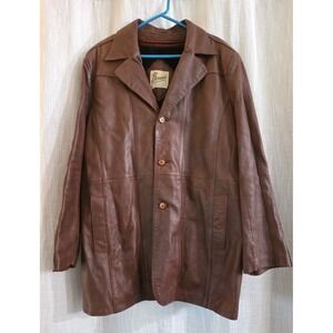 VTG Berman's Leather Men's Brown Lined Soft Leather Jacket - Size 48 Large